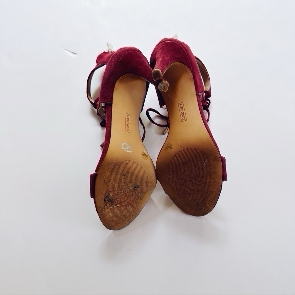 Vince Camuto Lace Up Heels Burgundy - Picture 8 of 8